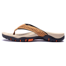 Load image into Gallery viewer, Mens Thong Sandals Indoor And Outdoor Beach Flip Flop Khaki/Orange (Size 10)