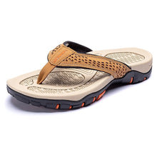 Load image into Gallery viewer, Mens Thong Sandals Indoor And Outdoor Beach Flip Flop Khaki/Orange (Size 10)