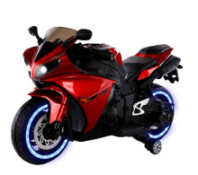 Load image into Gallery viewer, TAMCO-T1 red kids 12V motorcycle wheels with light, hand drive , PU seat, electric motorcycle Children ride on motorcycle