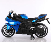 Load image into Gallery viewer, TAMCO-T1 blue kids motorcycle ,12V wheels with light, hand drive , PU seat, electric motorcycle Children ride on motorcycle