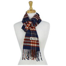 Load image into Gallery viewer, Plaid Cashmere Feel Scarf 12-pack Navy/coco