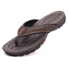 Load image into Gallery viewer, Mens Thong Sandals Indoor And Outdoor Beach Flip Flop Brown/Orange (Size 13)