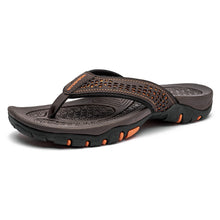 Load image into Gallery viewer, Mens Thong Sandals Indoor And Outdoor Beach Flip Flop Brown/Orange (Size 15)