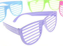 Load image into Gallery viewer, Plastic Shutter Shades Glasses (12Pairs/PK, Purple,Blue,Green, And Pink)  (available for purchase in increments of 1)