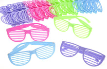 Load image into Gallery viewer, Plastic Shutter Shades Glasses (12Pairs/PK, Purple,Blue,Green, And Pink)  (available for purchase in increments of 1)