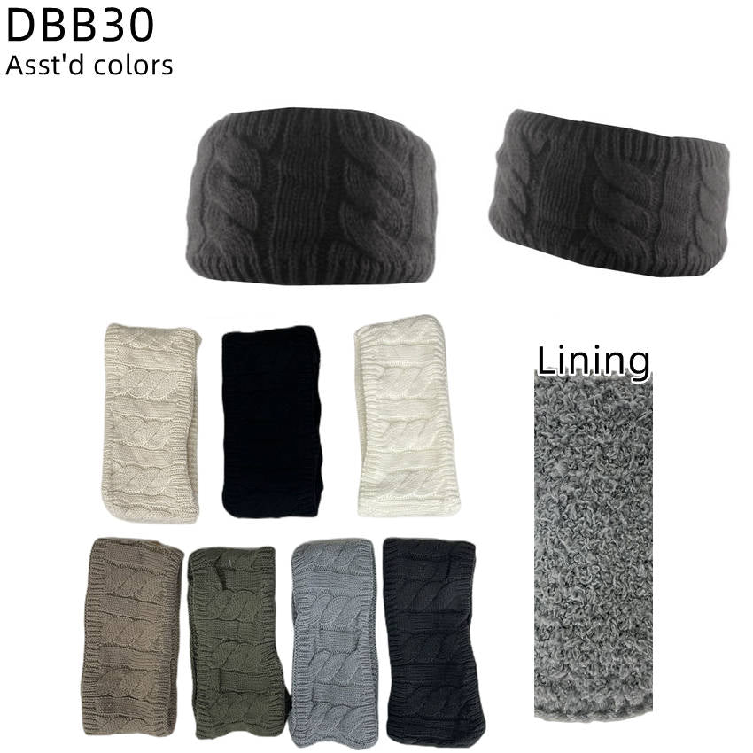 12-pack Women's Cable Knitted Fuzzy Lined Warm Headbands