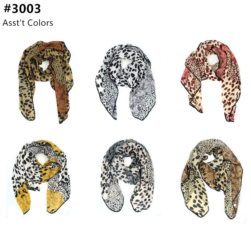 12 Pack Leopard Print Lightweight Scarves