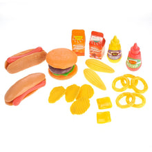Load image into Gallery viewer, Burger &amp; Hot Dog Fast Food Cooking Play Set   (available for purchase in increments of 1)
