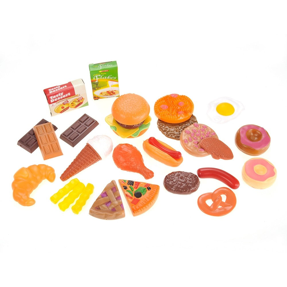 Fast Food & Dessert Play Food Set For Kids - 30 Pieces  (available for purchase in increments of 1)