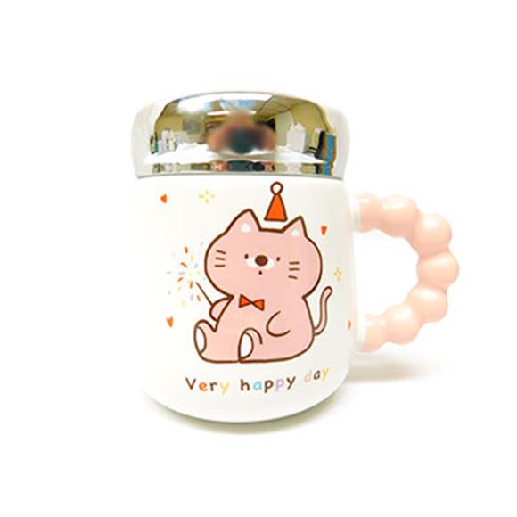 CERAMIC CAT CUP W/SCREW OFF LID