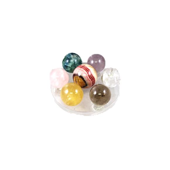 7 GEMSTONE BALL SET W/CRYSTAL BASE