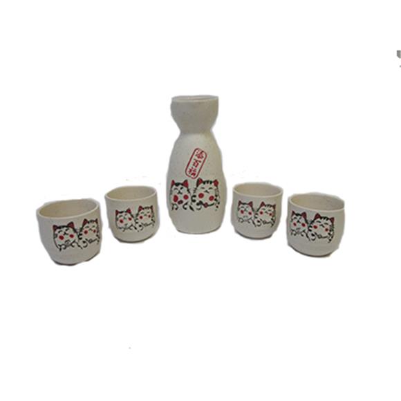 5PC LUCKY CAT SAKE SET