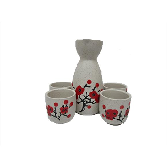 5PC SAKI SET RED CHERRY BLOSSOM