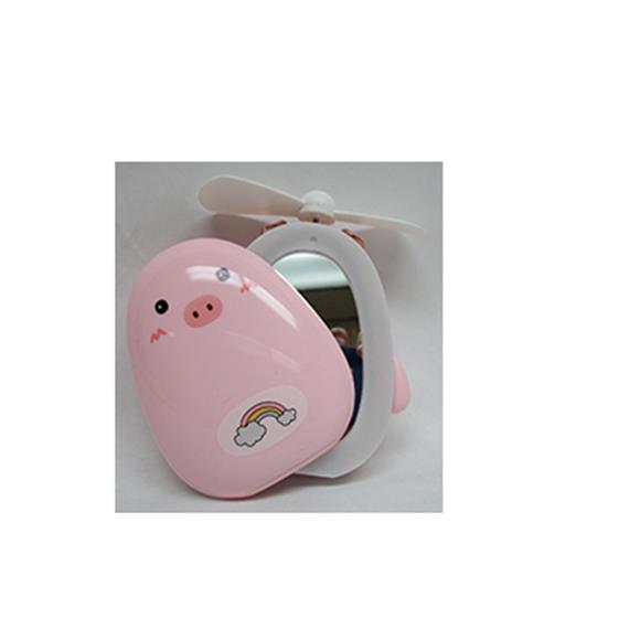 MINI FAN W/LIGHT & MIRROR PIG