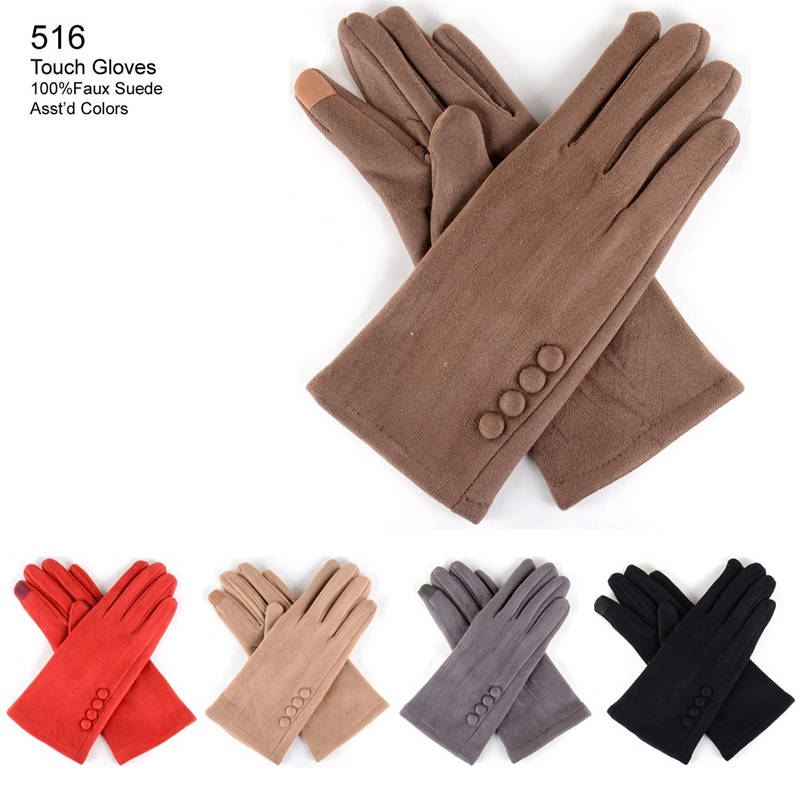 12-pack Wholesale Women's Suede Texting Gloves Touch Screen