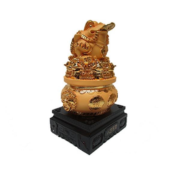 GOLD MONEY TOAD ON TREASURE POT COIN BANK