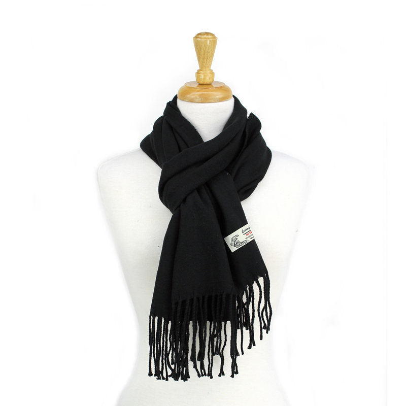 Solid Color Cashmere Feel Scarf 12-pack Black