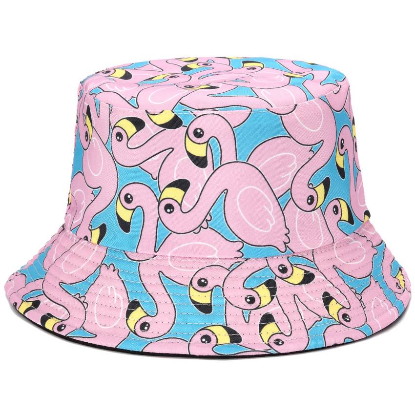 Reversible Printed Bucket Hat Flamingo