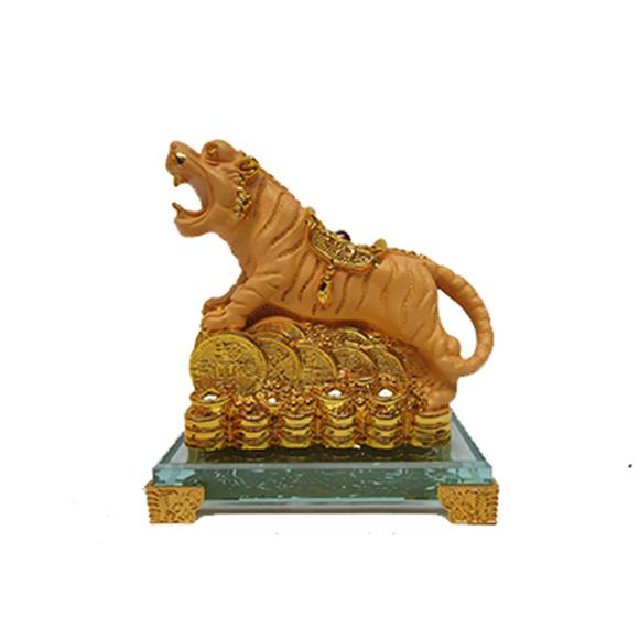 GOLD TIGER ON CRYSTAL BASE