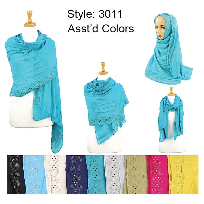 Fashion Rhinestones Lightweight Scarves  (Sold by Dozen)
