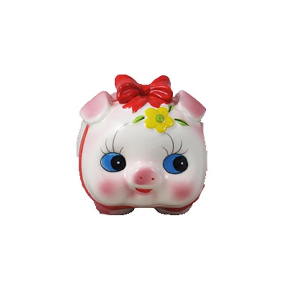8″ CERAMIC PIG W/RED RIBBON