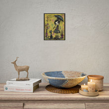 Load image into Gallery viewer, "Life's A Beautiful Mess – Make Art Of It" Gothic Print – Creepy Cute Girl &amp; Black Cat Wall Decor
