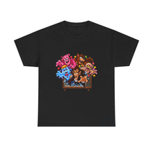 Load image into Gallery viewer, Monster Cereal T-Shirt — Colorful Cartoon Monsters Popping Out of TV Graphic Tee
