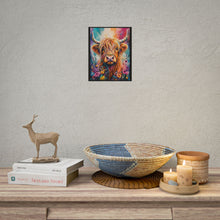 Load image into Gallery viewer, Vibrant Highland Cow with Wildflowers Poster - Colorful Farmhouse Animal Wall Decor
