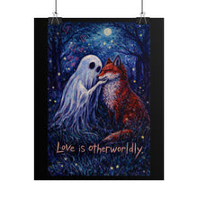 Load image into Gallery viewer, Rolled Poster — "Love Is Otherworldly" Ghost &amp; Fox Fantasy Art Print

