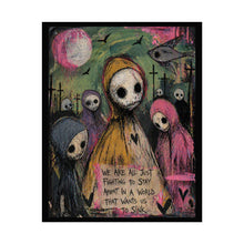Load image into Gallery viewer, Rolled Poster — Gothic Cute Skeleton Art Print "We Are All Just Fighting to Stay Afloat"
