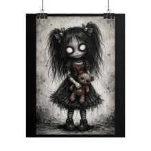 Load image into Gallery viewer, Rolled Poster — Gothic Cute Girl with Teddy Bear Art Print
