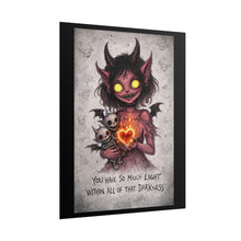 Load image into Gallery viewer, Rolled Poster — Cute Demon Holding Heart with Quote “You Have So Much Light Within All of That Darkness”
