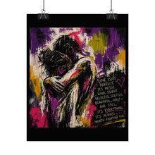 Load image into Gallery viewer, Romantic Embrace Art Poster — "Love Isn’t Perfect" Rolled Wall Art
