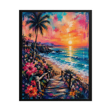 Load image into Gallery viewer, Vibrant Tropical Beach Sunset Poster - Colorful Coastal Boardwalk Wall Decor
