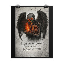 Load image into Gallery viewer, Skull Angel Rolled Poster — "Light Can Be Found Even in the Darkest of Times" Gothic Wall Art
