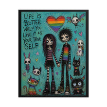 Load image into Gallery viewer, "Live It As Your True Self" Pride Art | Whimsical Rainbow Heart Poster
