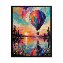 Load image into Gallery viewer, Vibrant Hot Air Balloon Sunset Lake Poster - Colorful Nature Landscape Wall Decor

