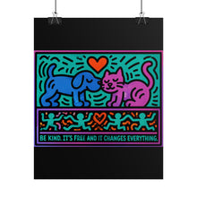 Load image into Gallery viewer, Be Kind It’s Free Rolled Poster — Bright Playful Animal Pop Art Print
