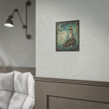 Load image into Gallery viewer, Lighthouse Inspirational Rolled Poster – "The hardest storms build the strongest anchors"
