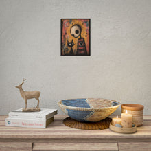 Load image into Gallery viewer, Gothic Skeleton Figure &amp; Black Cat under Crescent Moon – Pastel Goth Rolled Poster
