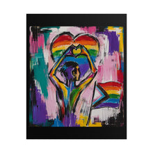 Load image into Gallery viewer, LGBTQ+ Pride Silhouette Wall Art | Rainbow Hand-Heart Print
