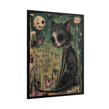 Load image into Gallery viewer, Dark Cute Cat Poster – “I Survived the Parts of Me That Didn’t Survive You” Rolled Art Print
