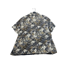 Load image into Gallery viewer, Womens Animal Print Patchwork Short Sleeve Button Down Shirt Black Tan Cream
