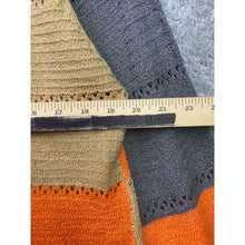 Load image into Gallery viewer, Colorblock Sweater Womens Large Stripe Full Zip Knit Hooded Beachy Coastal
