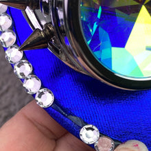 Load image into Gallery viewer, Blue Sequin Captains Hat Goggles Spikes Rhinestones Festival Rave Cosplay NWT
