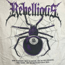 Load image into Gallery viewer, Rebellious 8-Ball Shirt Mens Medium AOP Spider Grunge Spell Out Streetwear
