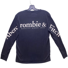 Load image into Gallery viewer, Abercrombie &amp; Fitch Shirt Mens Extra Small Black Oversized Spell Out Sleeve Hits
