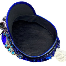 Load image into Gallery viewer, Blue Sequin Captains Hat Goggles Spikes Rhinestones Festival Rave Cosplay NWT

