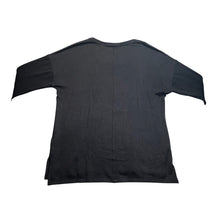 Load image into Gallery viewer, Womens Black Knit Tunic Sweater Relaxed Fit Drop Shoulder Side Slit Top L
