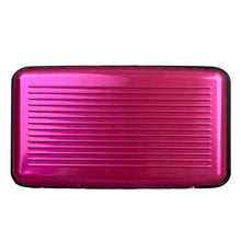 Load image into Gallery viewer, Metallic Wallet Pink Plastic Accordion Card Holder Slim Credit Card Case
